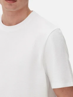 Tops Und T-Shirts|Primark Geripptes T-Shirt Aus Ottoman Weiß