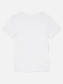 Tops Und T-Shirts|Primark Geripptes T-Shirt Mit Gekräuseltem Saum Weiß