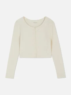 Tops Und T-Shirts|Primark Geripptes T-Shirt Mit Knopfleiste Elfenbeinfarben