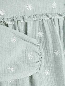 Kleider|Primark Gesmoktes Kleid Mit Langen Ärmeln Mintgrün