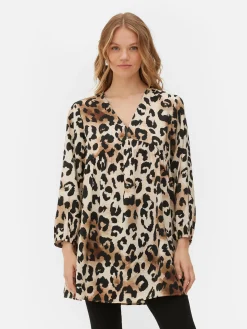 Kleider|Primark Gesmoktes Minikleid Mit V-Ausschnitt Beige