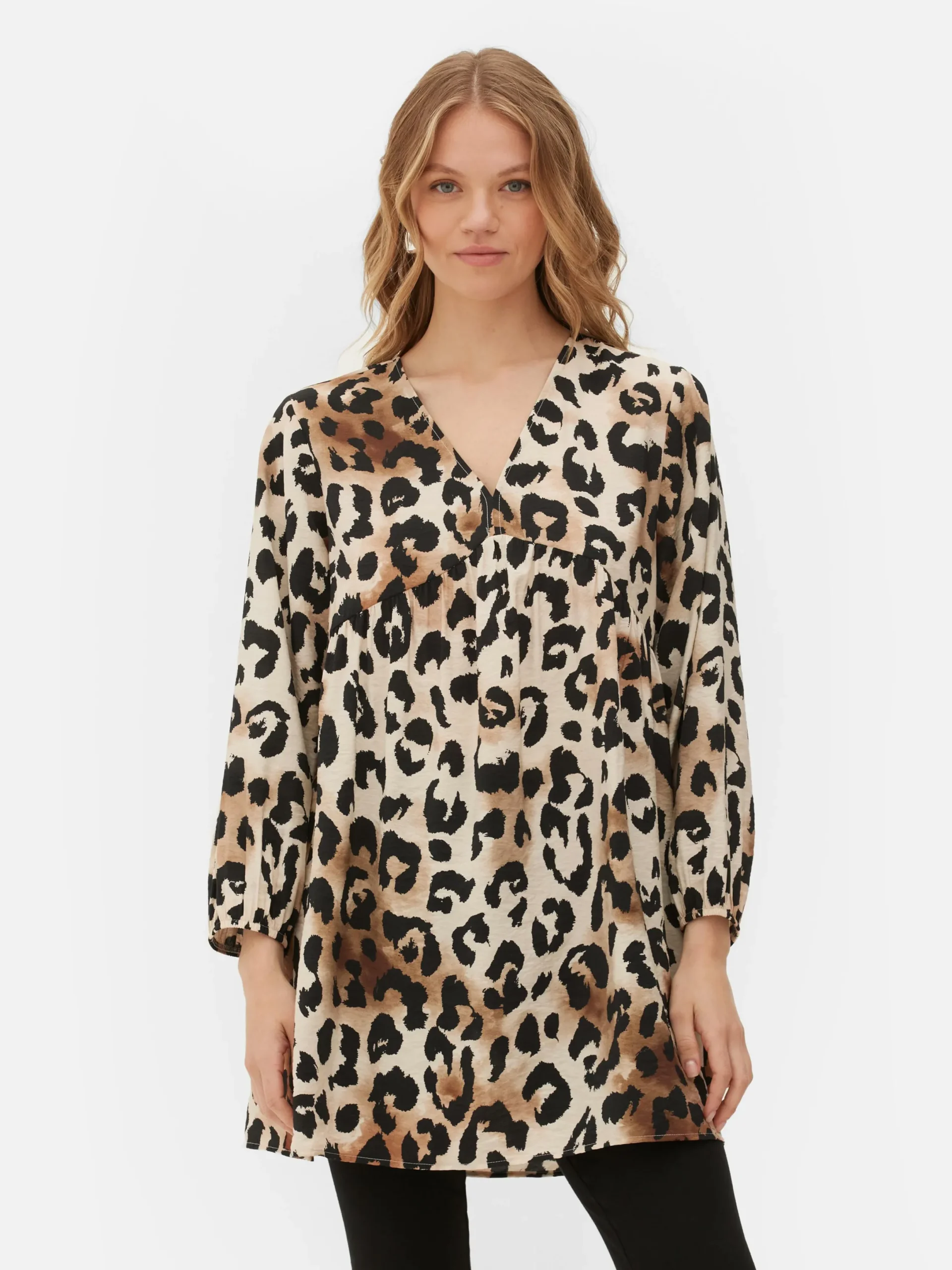 Kleider|Primark Gesmoktes Minikleid Mit V-Ausschnitt Beige