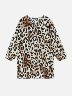 Kleider|Primark Gesmoktes Minikleid Mit V-Ausschnitt Beige