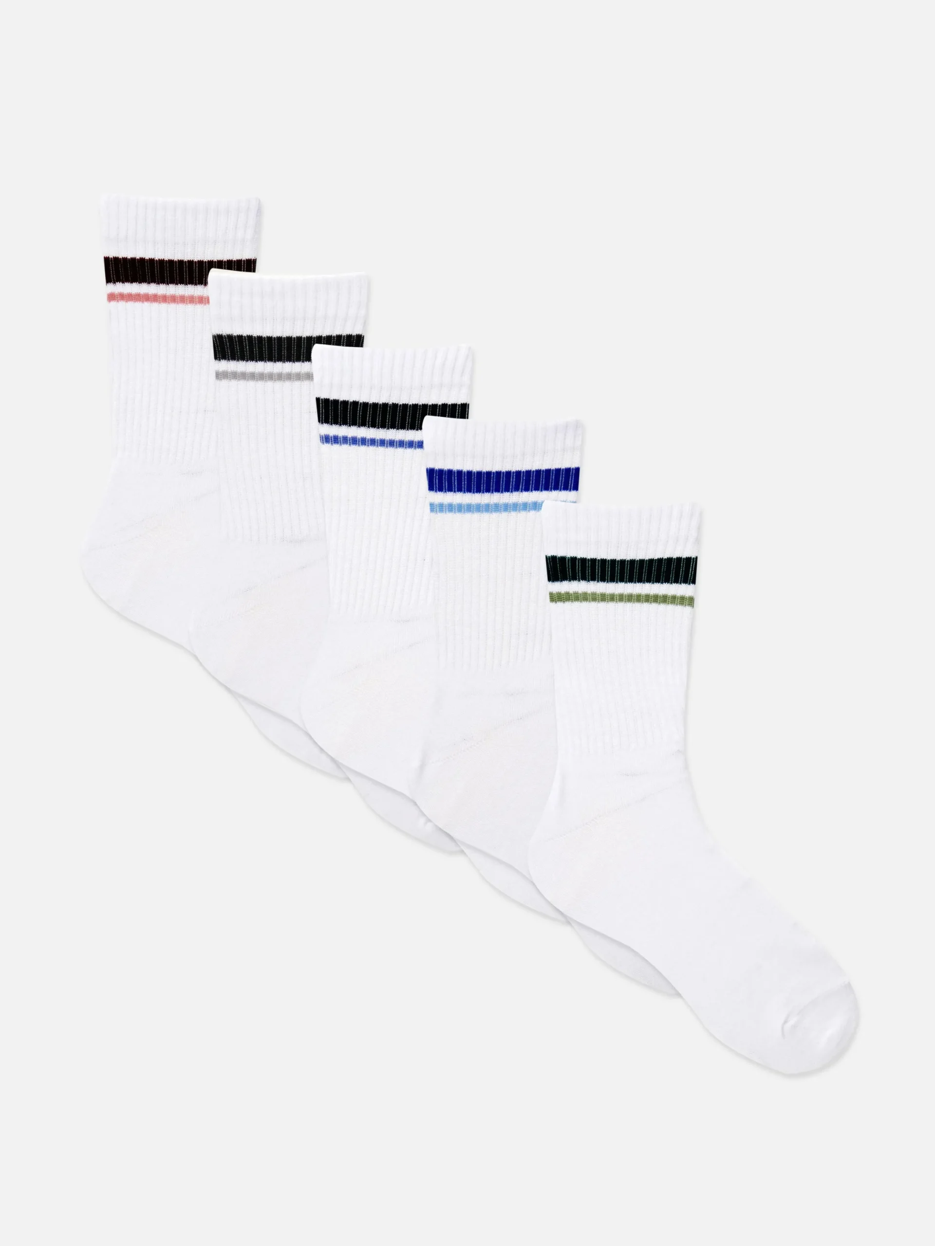 Socken|Primark Gestreifte Crew-Socken, 5er-Pack Multi