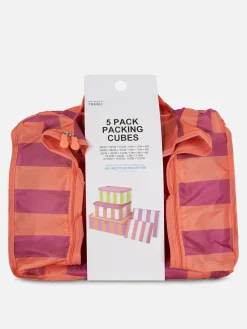 Reiseaccessoires|Primark Gestreifte Kofferorganizer, 5er-Pack Multi