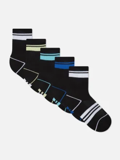 Socken|Primark Gestreifte Söckchen, 5er-Pack Schwarz
