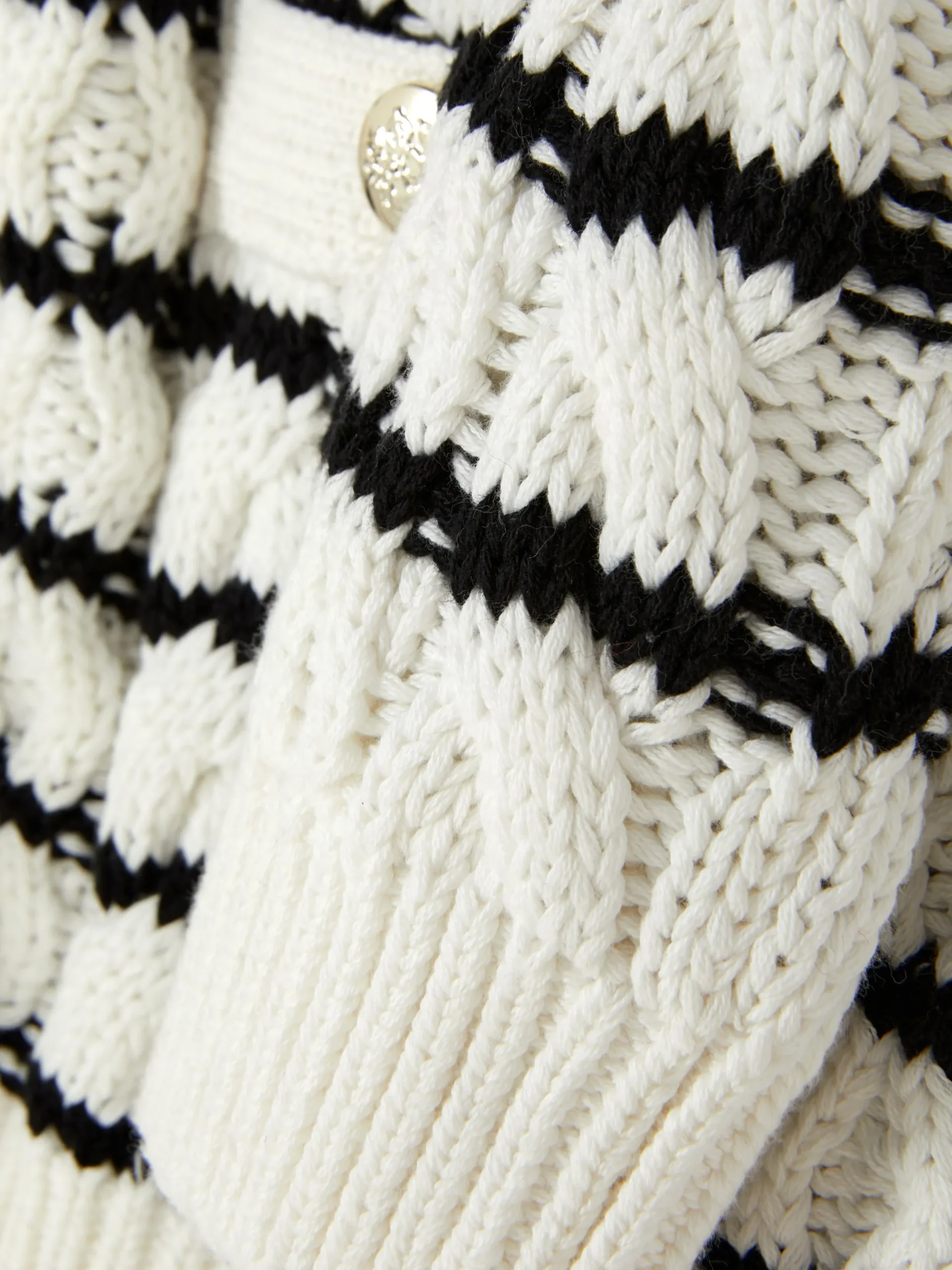 Pullover Und Cardigans|Primark Gestreifter Cardigan Mit Zopfmuster Weiß/Schwarz