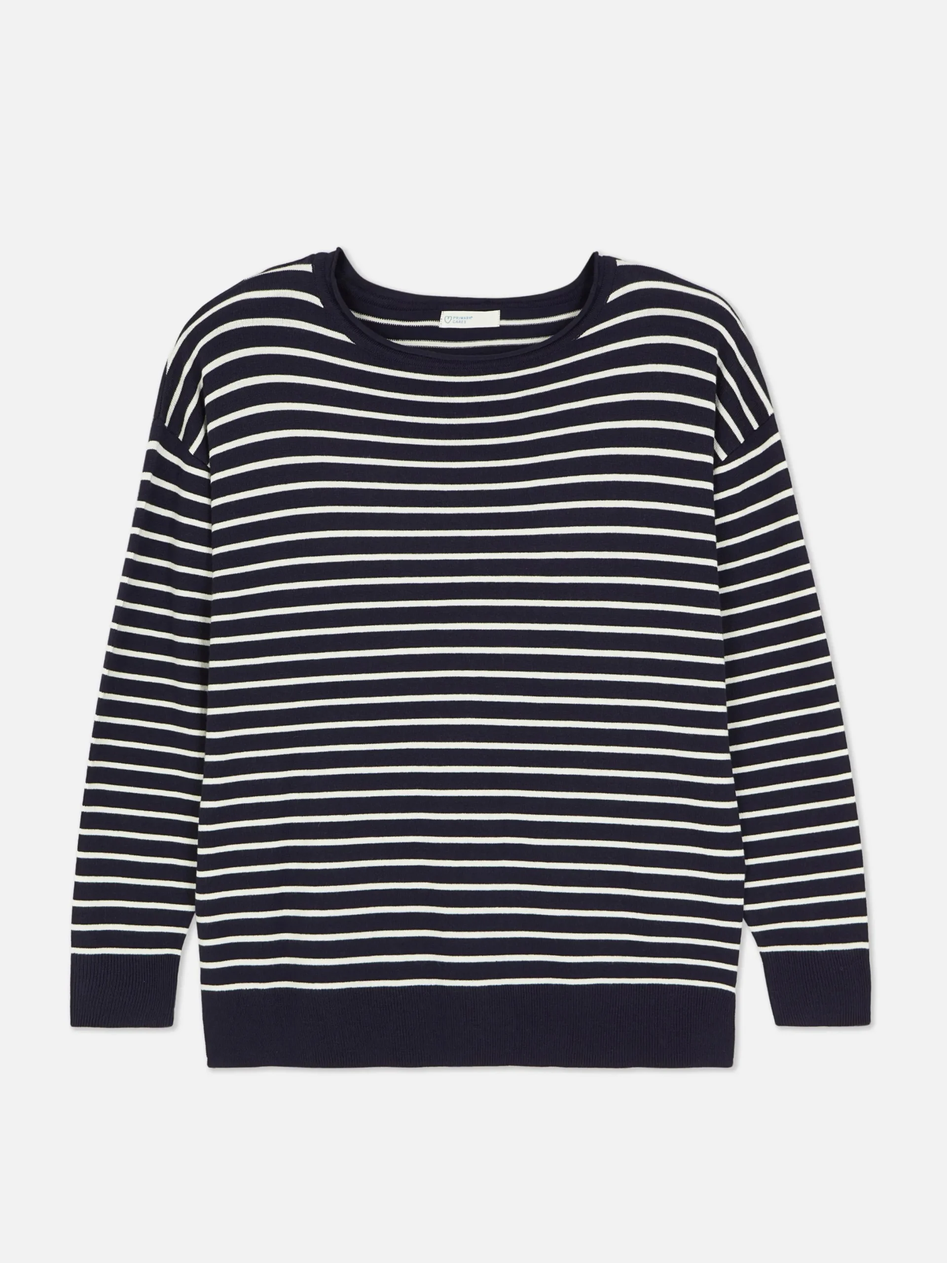 Pullover Und Cardigans|Primark Gestreifter Feinstrickpullover Mit U-Boot-Ausschnitt Marineblau