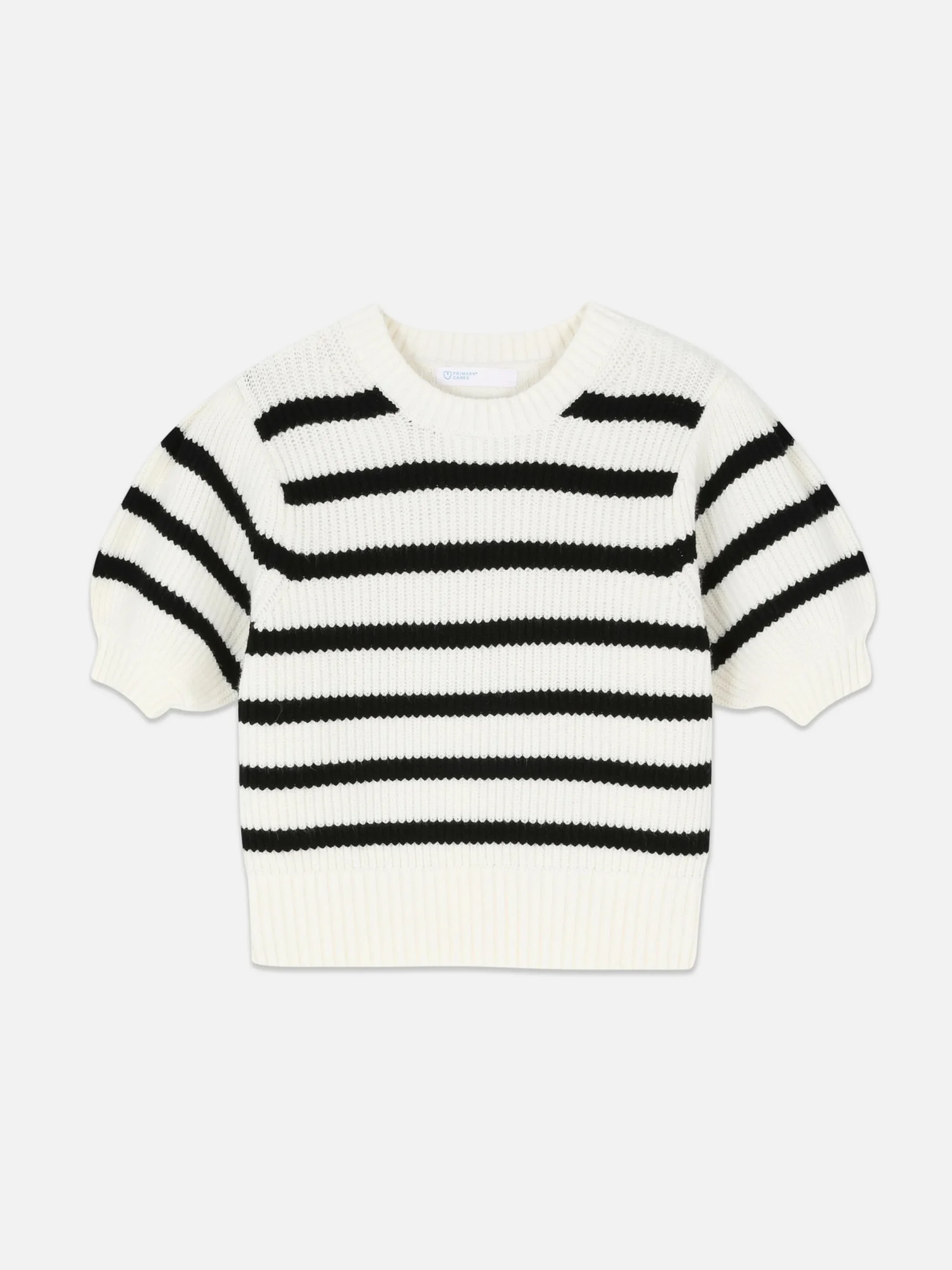 Pullover Und Cardigans|Primark Gestreifter Pullover Mit Puffärmeln Elfenbeinfarben