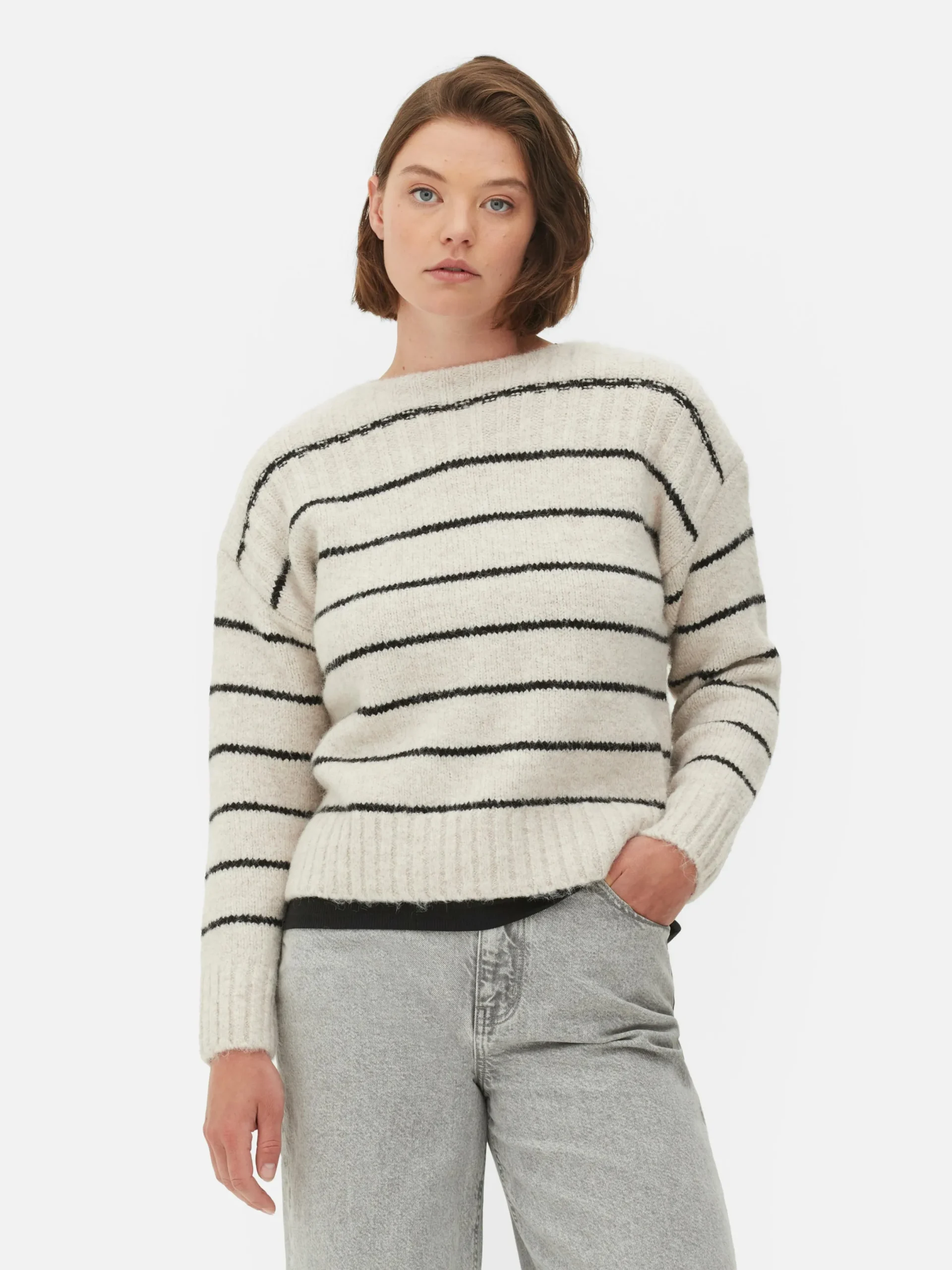 Pullover Und Cardigans|Primark Gestreifter Pullover Mit Geradem Schnitt Beige