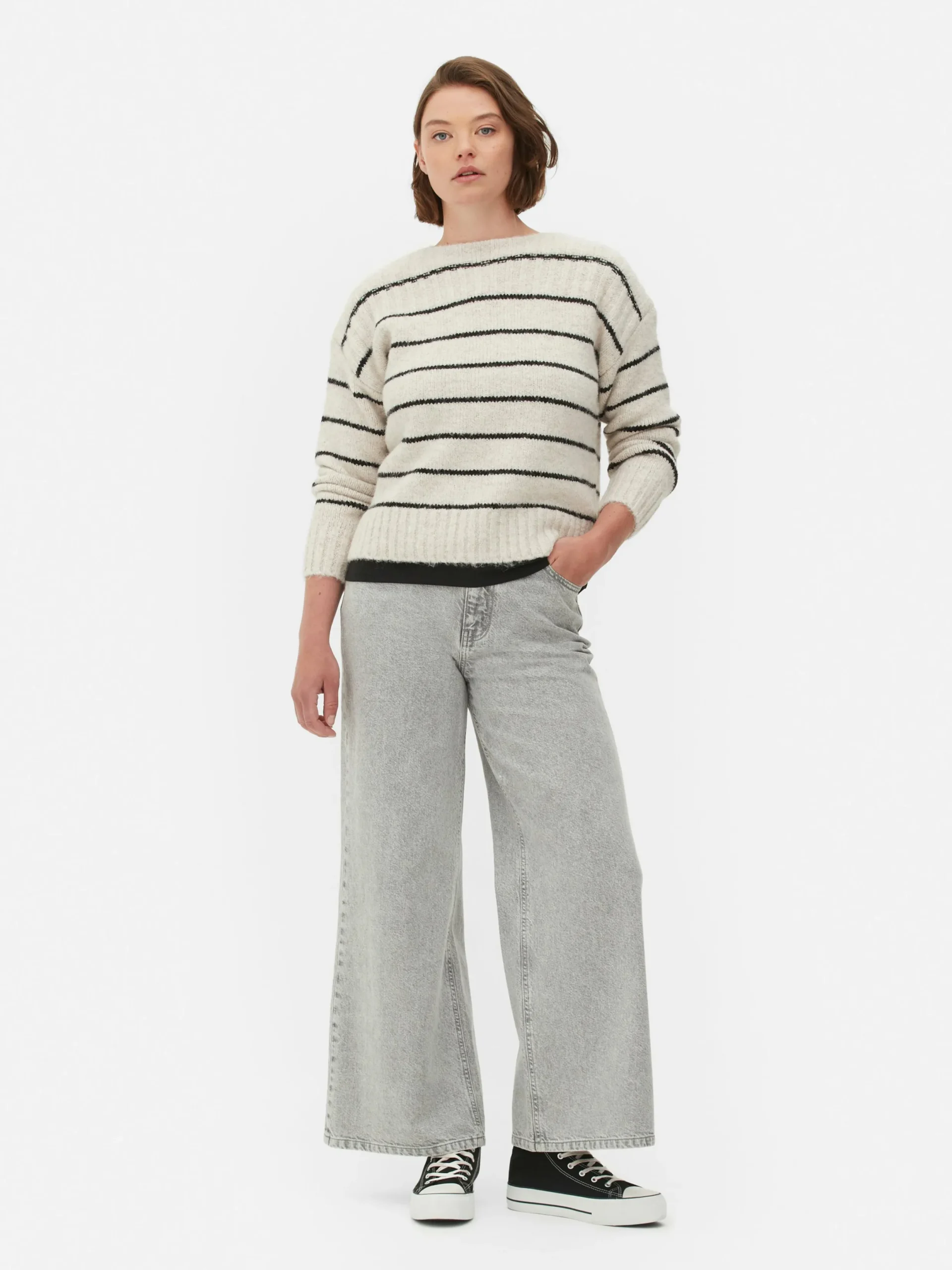 Pullover Und Cardigans|Primark Gestreifter Pullover Mit Geradem Schnitt Beige