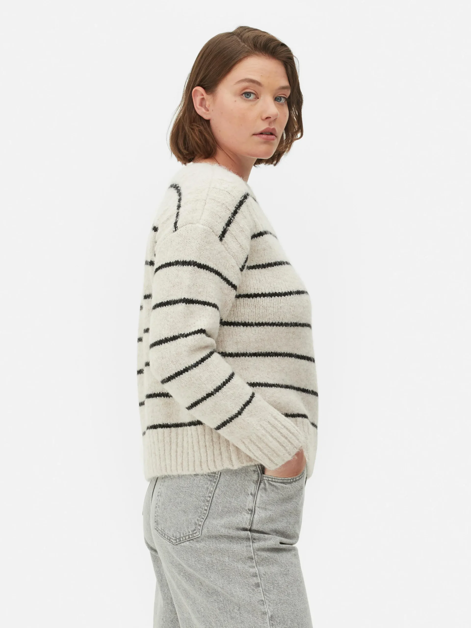 Pullover Und Cardigans|Primark Gestreifter Pullover Mit Geradem Schnitt Beige