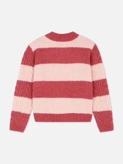 Pullover Und Cardigans|Primark Gestreifter Strickpullover Mit Zopfmuster Pink