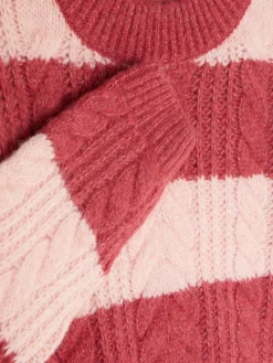 Pullover Und Cardigans|Primark Gestreifter Strickpullover Mit Zopfmuster Pink