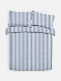 Bettwäsche Und Sets|Primark Gestreiftes Bettwäscheset Aus Seersucker, Super-Kingsize Blau