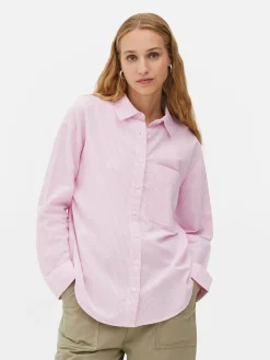 Blusen|Primark Gestreiftes Oxford-Hemd Rosa