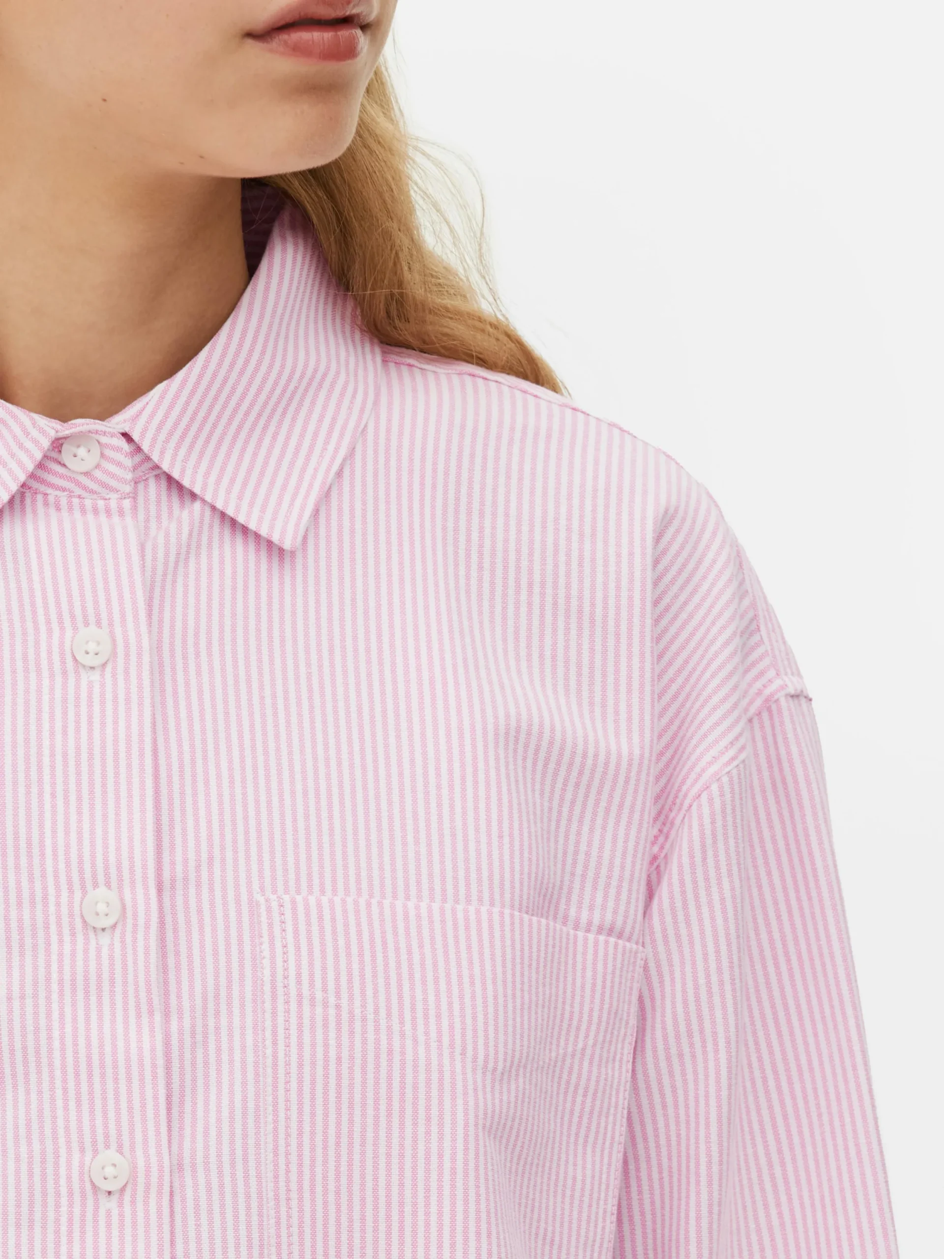 Blusen|Primark Gestreiftes Oxford-Hemd Rosa