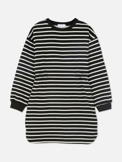 Kleider|Primark Gestreiftes Sweatshirtkleid Schwarz