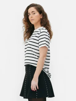 Tops Und T-Shirts|Primark Gestreiftes T-Shirt Mit Rundhalsausschnitt Schwarz/Weiß