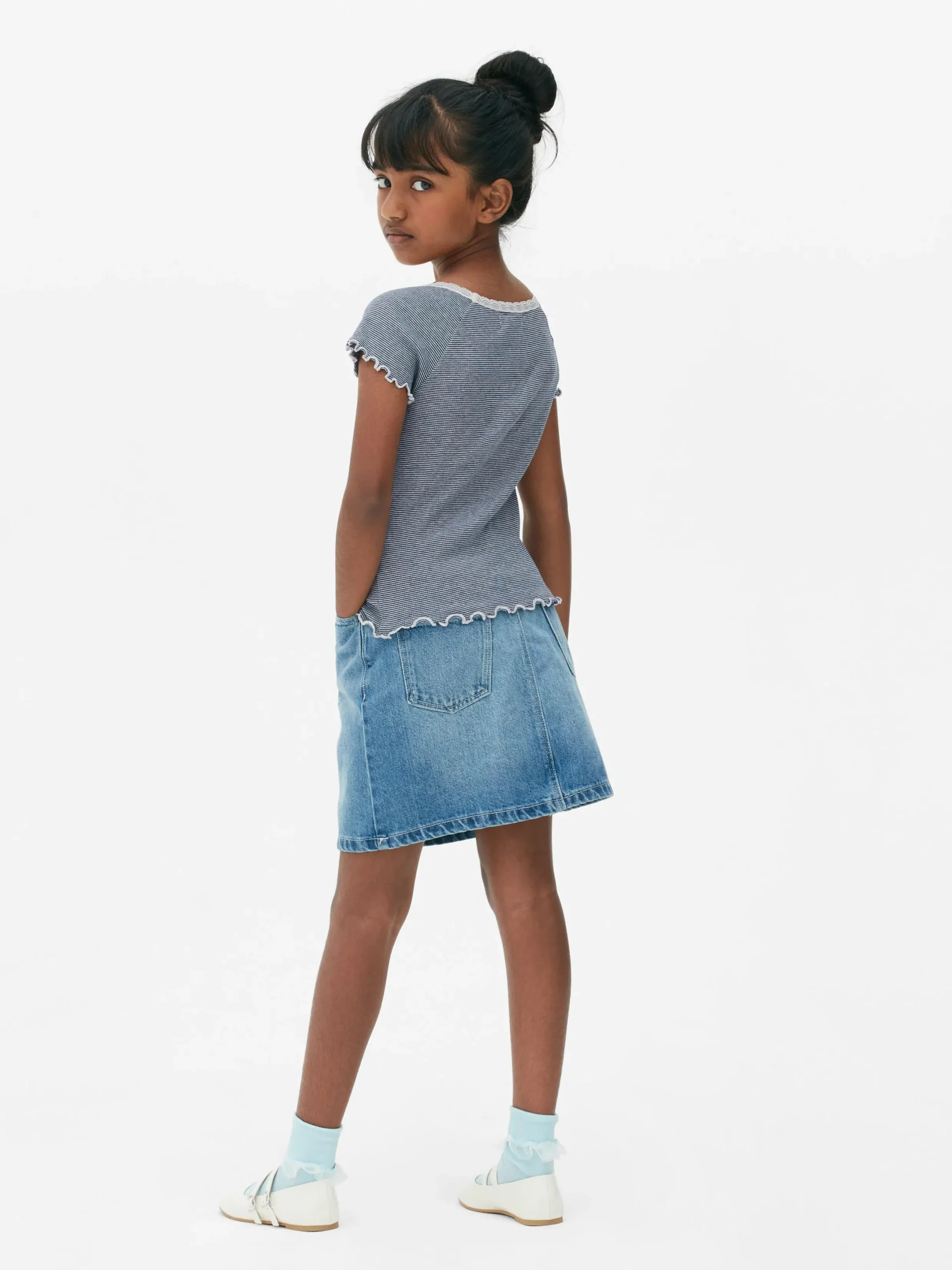 Tops Und T-Shirts|Primark Gestreiftes T-Shirt Mit Spitzenbesatz Multi