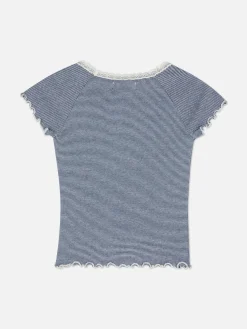 Tops Und T-Shirts|Primark Gestreiftes T-Shirt Mit Spitzenbesatz Multi