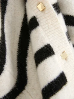Pullover Und Cardigans|Primark Gestrickter Cardigan Mit Knopfleiste Weiß/Schwarz