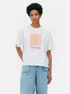 Tops Und T-Shirts|Primark Grafik-T-Shirt Mit Geradem Schnitt Weiß