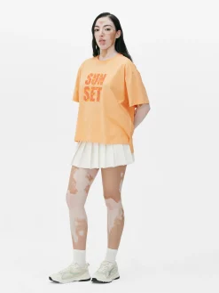 Tops Und T-Shirts|Primark Grafik-T-Shirt Mit Geradem Schnitt Hellorange