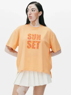 Tops Und T-Shirts|Primark Grafik-T-Shirt Mit Geradem Schnitt Hellorange