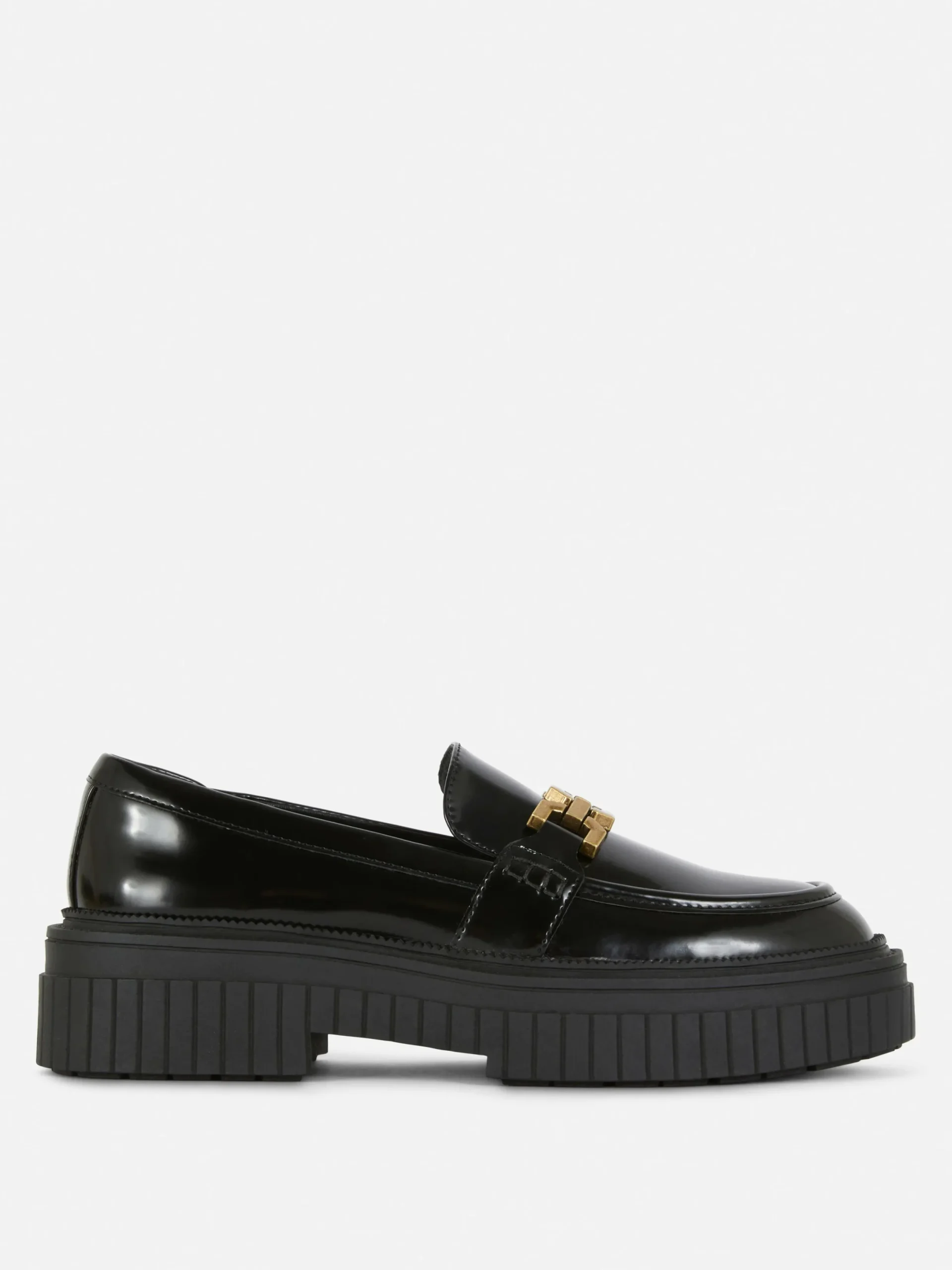 Flache Schuhe|Primark Grobe Loafer Mit Kettendetail Schwarz