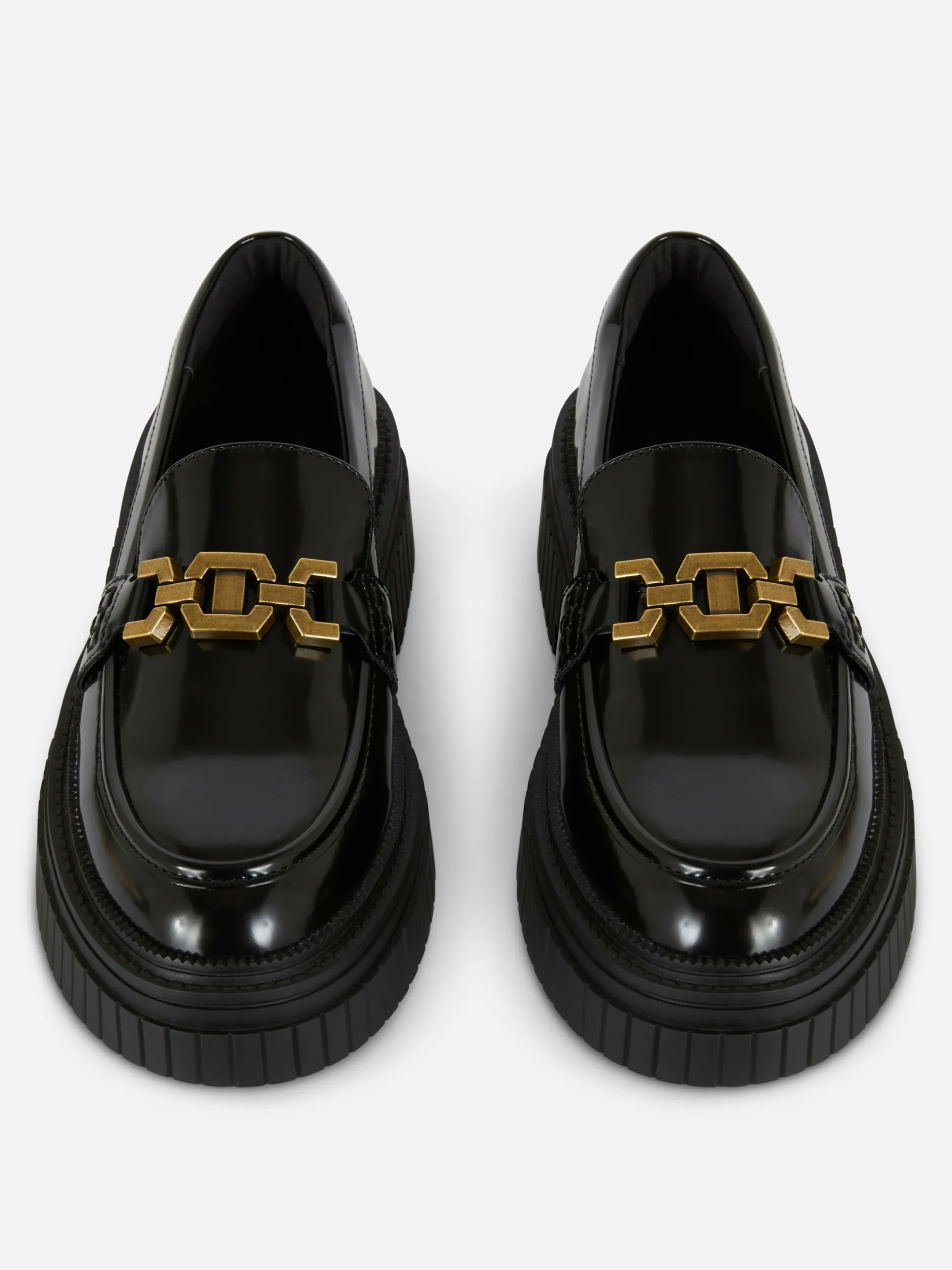 Flache Schuhe|Primark Grobe Loafer Mit Kettendetail Schwarz