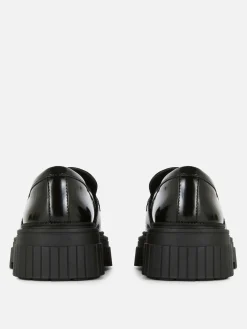 Flache Schuhe|Primark Grobe Loafer Mit Kettendetail Schwarz
