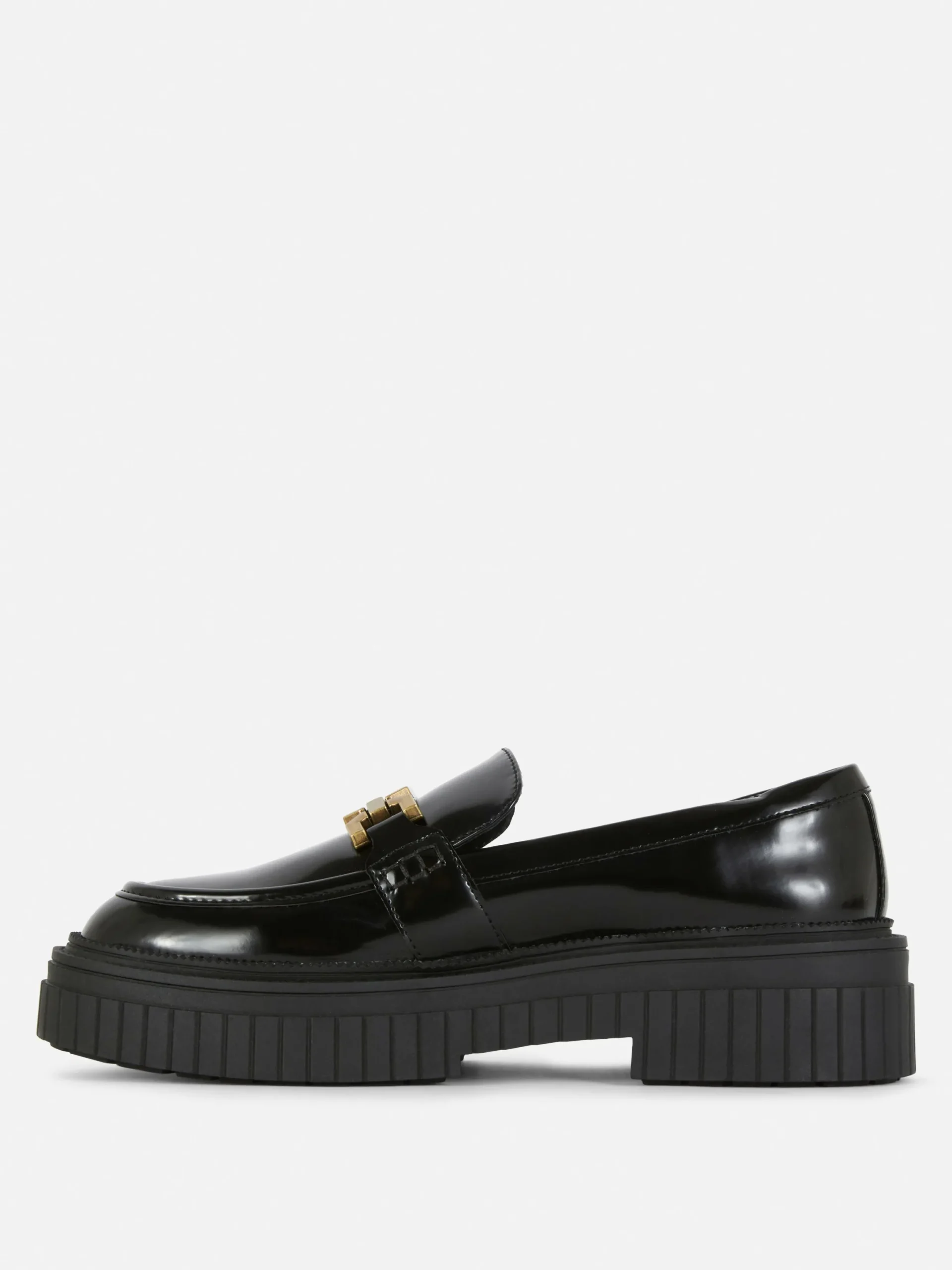 Flache Schuhe|Primark Grobe Loafer Mit Kettendetail Schwarz