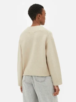 Pullover Und Cardigans|Primark Grober Strickpullover Mit V-Ausschnitt Hellbeige