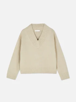Pullover Und Cardigans|Primark Grober Strickpullover Mit V-Ausschnitt Hellbeige