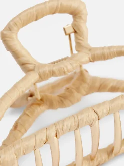 Haarschmuck|Primark Große Bast-Haarspange Naturfarben