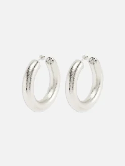 Schmuck|Primark Große Creolen In Metallic-Optik Weiß
