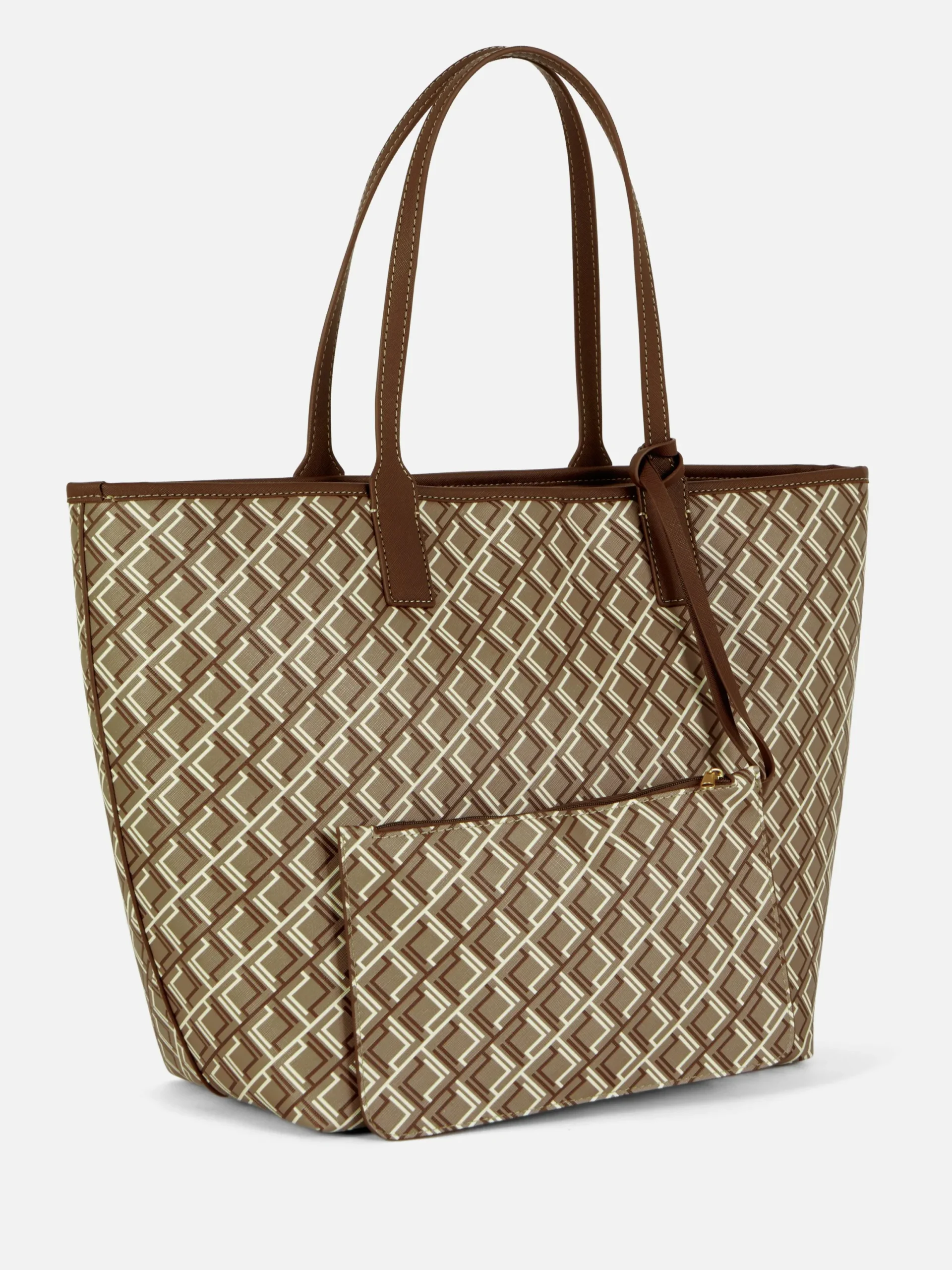 Taschen Und Portemonnaies|Primark Große Tragetasche Mit Monogramm Schokoladenbraun