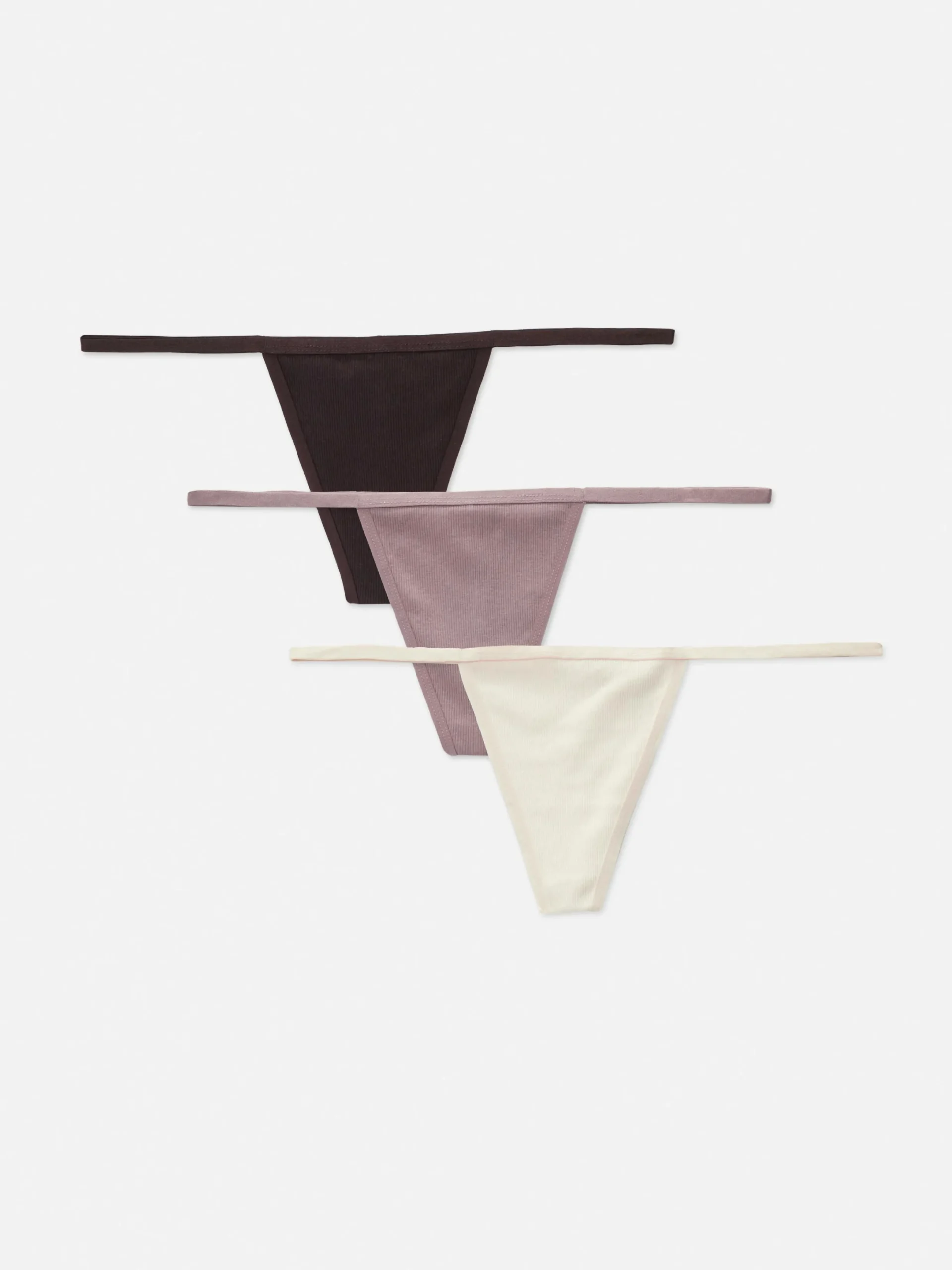 Slips|Primark G-String-Tangas Aus Baumwolle, 3er-Pack Mokkafarben