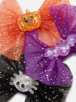Halloween-Kostüme Für Kinder|Halloween-Accessoires|Primark Halloween-Haarspangen Mit Glitzerschleife, 3er-Pack Multi