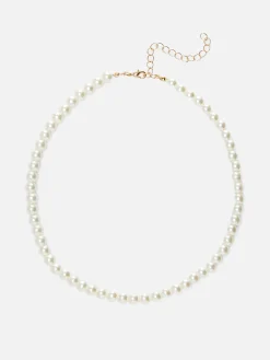 Schmuck|Primark Halskette Mit Kunstperlen Gelb