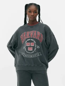 Hoodies Und Sweatshirts|Primark „Harvard“ Sweatshirt In Acid-Wash-Optik Anthrazitfarben