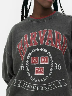 Hoodies Und Sweatshirts|Primark „Harvard“ Sweatshirt In Acid-Wash-Optik Anthrazitfarben