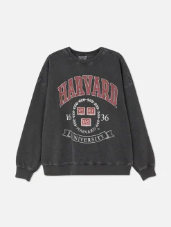 Hoodies Und Sweatshirts|Primark „Harvard“ Sweatshirt In Acid-Wash-Optik Anthrazitfarben