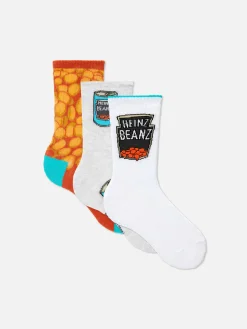 Socken|Primark „Heinz Beanz“ Crew-Socken, 3er-Pack Türkis