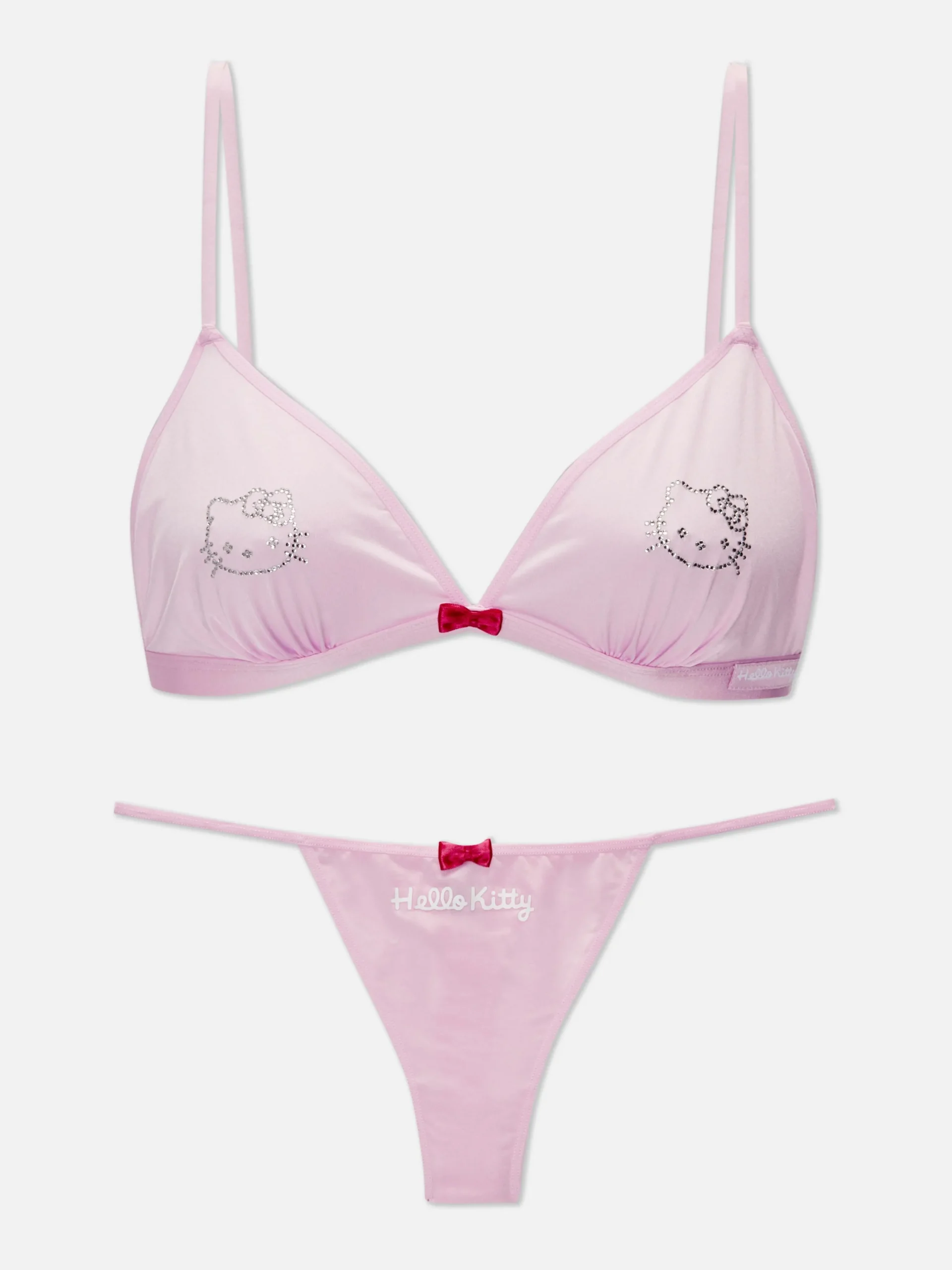 Dessous-Sets|Primark „Hello Kitty“ Set Aus Strass-BH Und Tanga Rosa