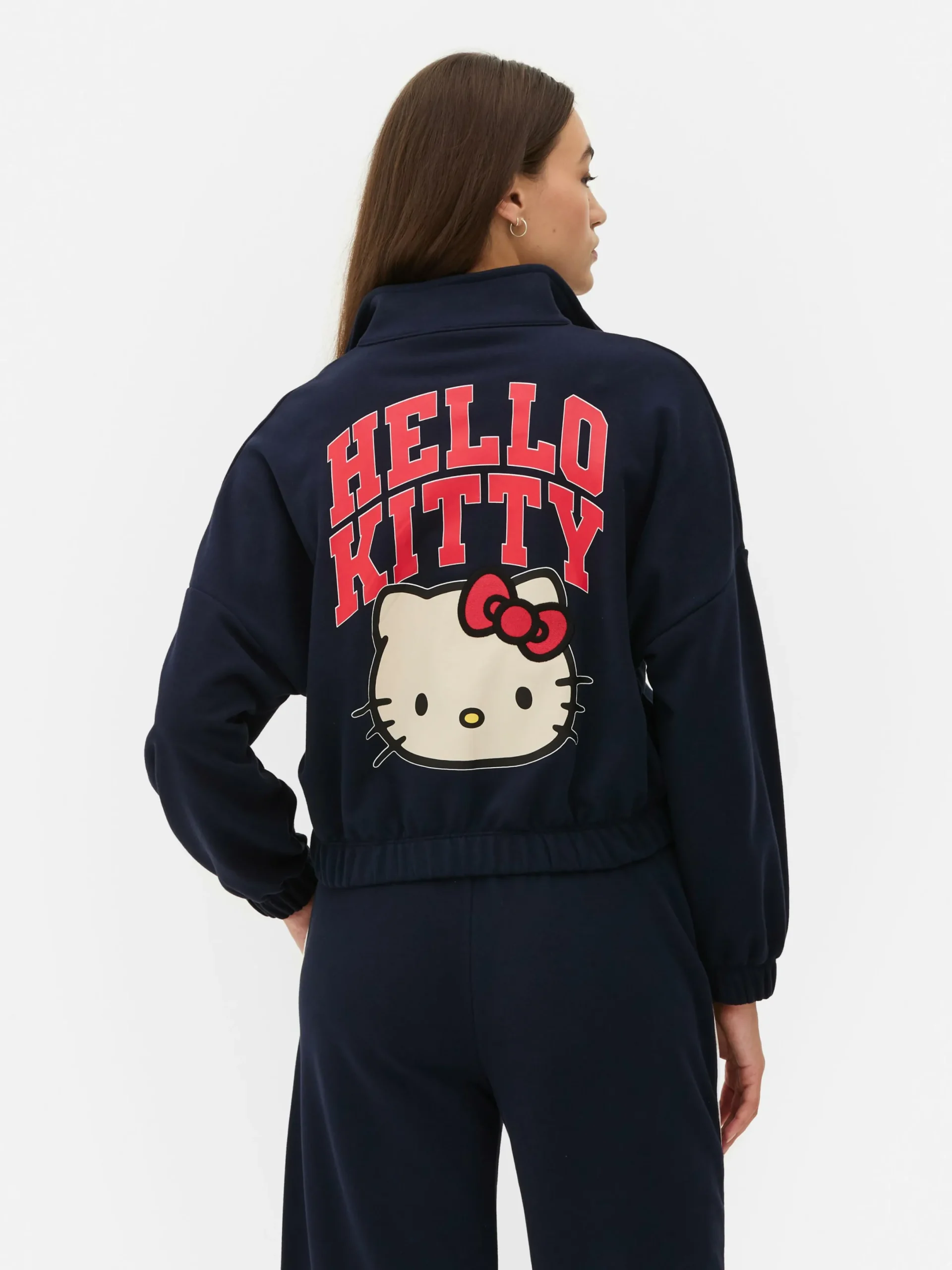 Hoodies Und Sweatshirts|Primark „Hello Kitty“ Sweatshirt Mit Halbem Reißverschluss Marineblau