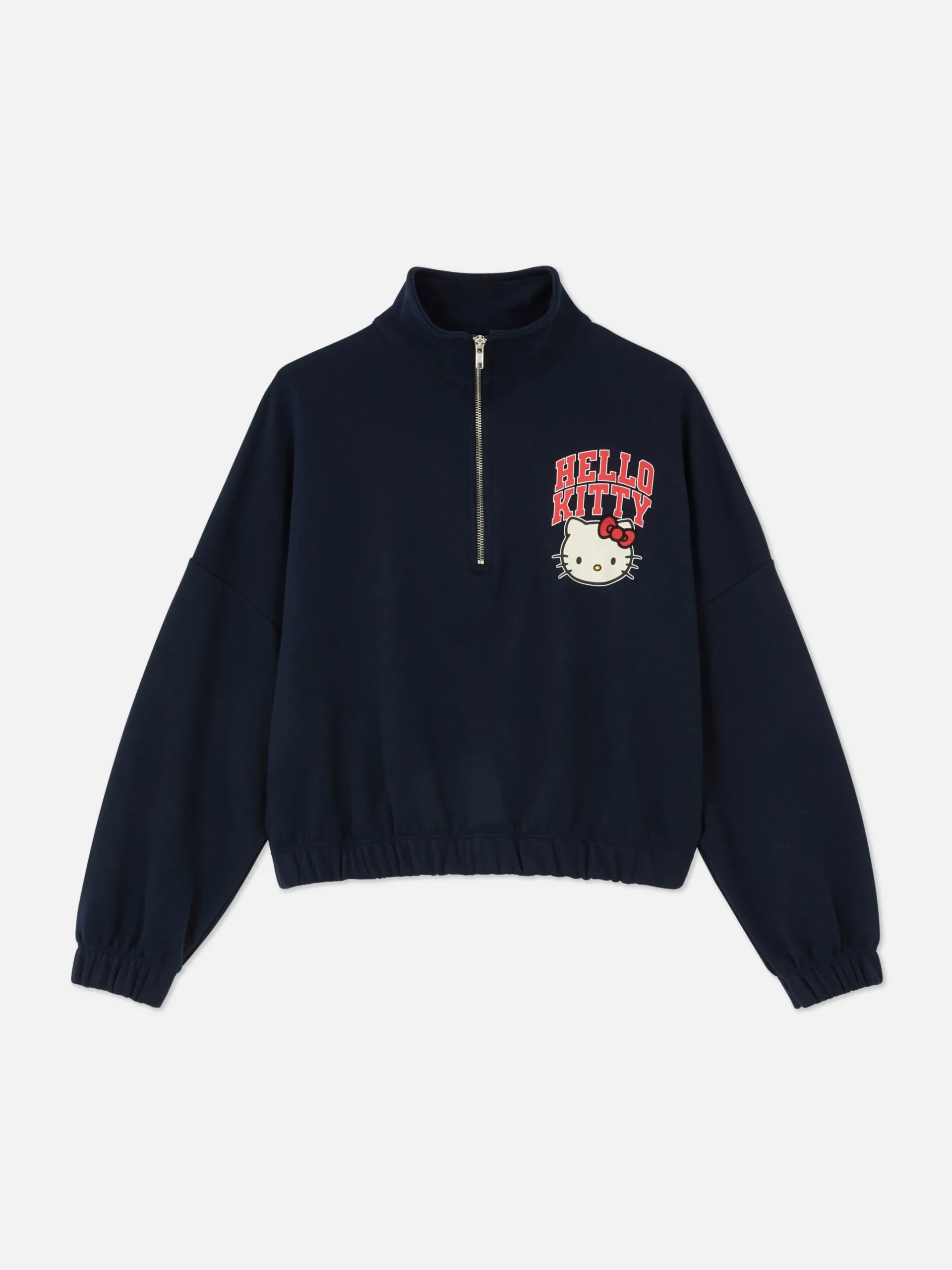 Hoodies Und Sweatshirts|Primark „Hello Kitty“ Sweatshirt Mit Halbem Reißverschluss Marineblau
