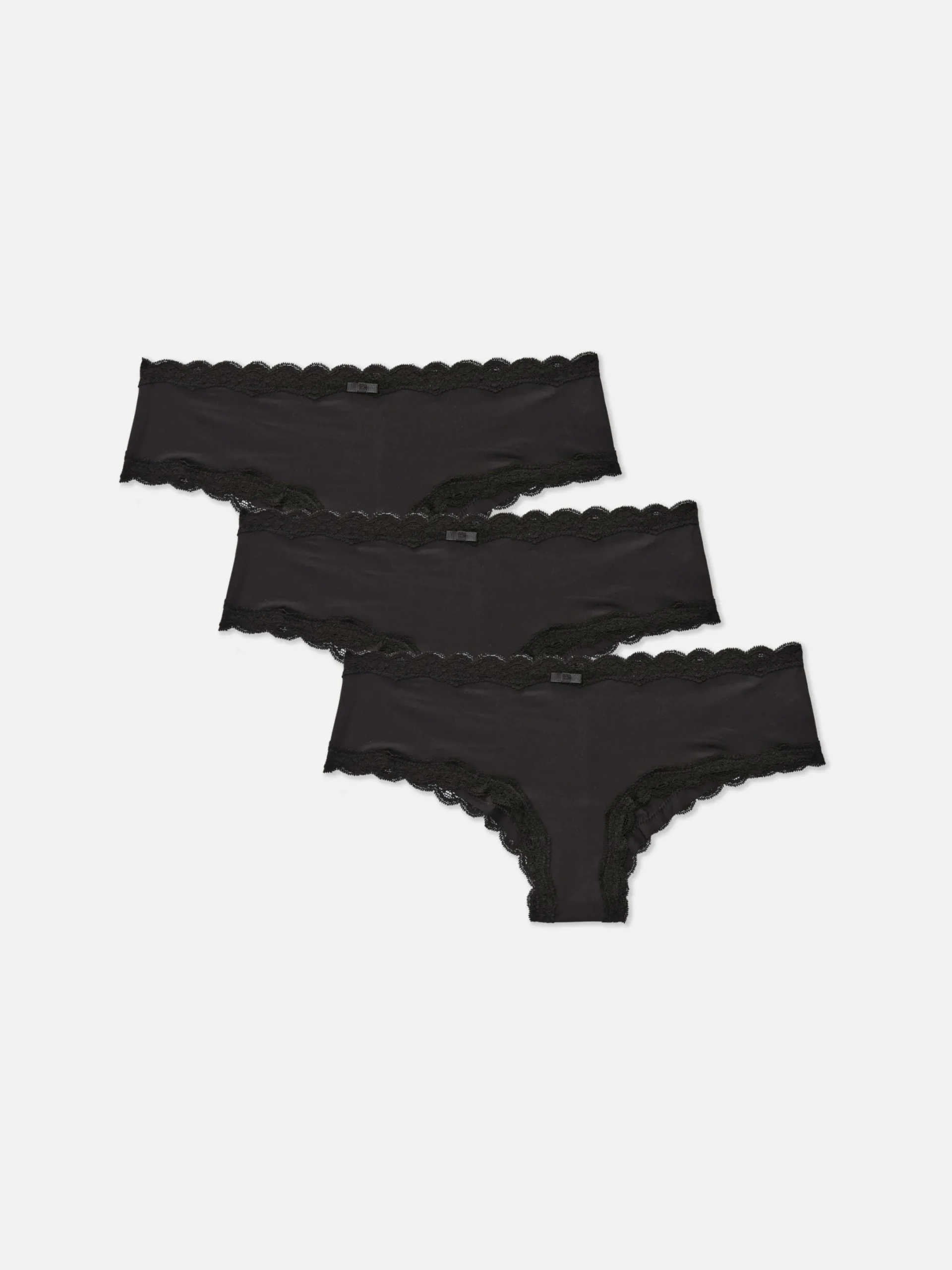 Slips|Primark Hüftslips Aus Mikrofaser Mit Spitzenbesatz, 3er-Pack Schwarz