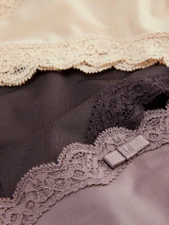 Slips|Primark Hüftslips Aus Mikrofaser Mit Spitzenbesatz, 3er-Pack Feige